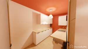 vue 3D buanderie terracotta