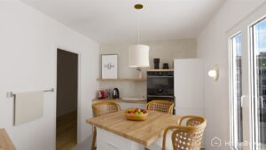 cuisine bois blanc zen chaleureux moderne