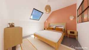 Chambre bohème girly rose terracotta pampa rotin